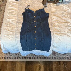 Stylish Blue Button-Front Mini Dress